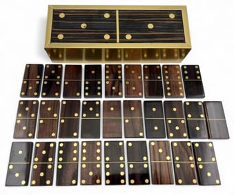 L'Objet Rosewood & Brass Domino Set