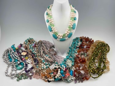 Lot Of Freshwater Pearl & Semiprecious Stone Jewelry