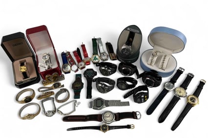 Lot Of Watches Including Citizen Eco Drive Skyhawk & Seiko