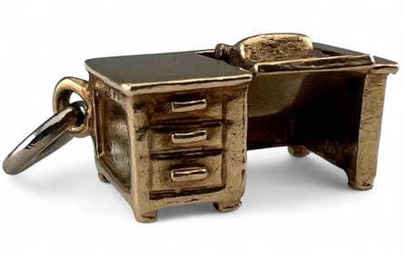 14K Mechanical Desk Charm With Revolving Typewriter