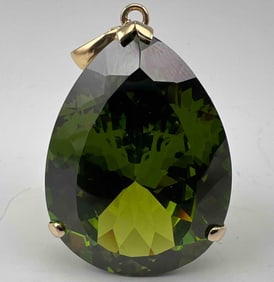 14K Green Glass Pendant
