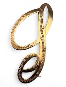 18K Yellow Gold Initial Brooch