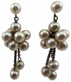 14K Pearl Cluster Earrings