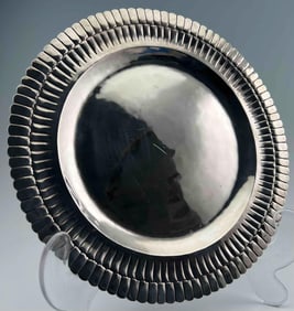 Casa Prieto Mexican Sterling Silver Scalloped Feather Charger