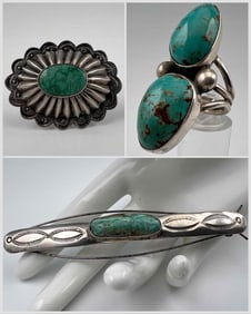 Grouping Of Navajo Sterling Turquoise Jewelry