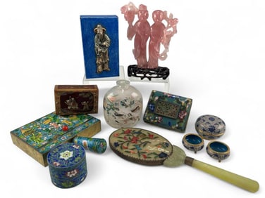 Grouping Of Asian Carvings, Cloisonne & Collectibles