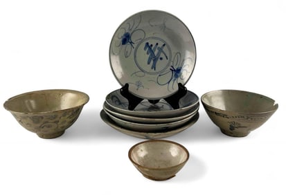 Lot Of Eight Ming Dynasty Chinese Ceramics, Including Swatow Porcelain
