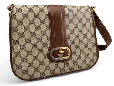 Vintage Gucci Monogram Canvas Shoulder Bag