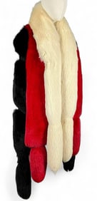 Three White, Black & Red Fox Fur Stoles