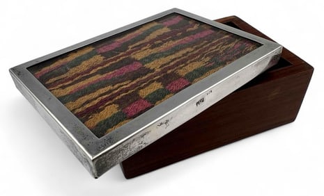 Precolumbian Chancay Textile Sterling Silver Mounted Rosewood Box