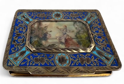 Italian Enameled Silver Compact