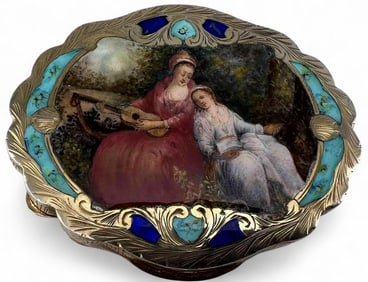 Hand Enameled 800 Silver Compact
