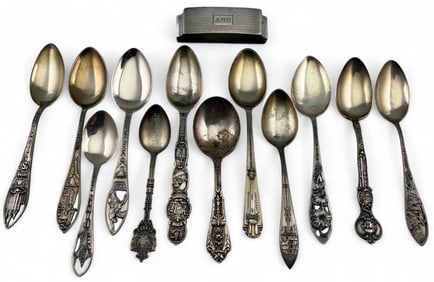 Sterling Silver Souvenir Spoons & Napkin Ring