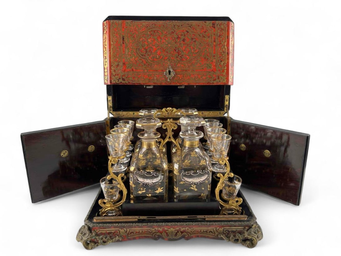 19th Century French Boulle Inlay Tantalus & Decanter Set (1 of 20)