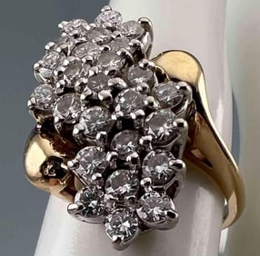 14K Diamond Cluster Ring