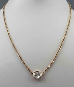 14K Old European Cut Diamond Solitaire Necklace, Approx. 1 Ct.