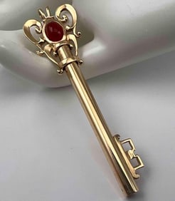 14K Carnelian Key, Hidden Spoon Pendant
