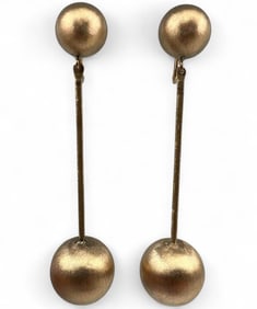 14K Mid Century Modern Ball Earrings