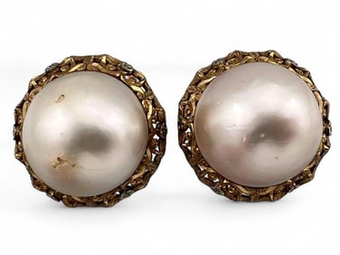 18K Mabe Pearl Earrings