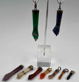 Collection Of Semiprecious Stone Figa Hand Pendants