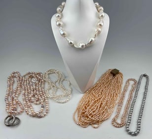 Grouping Of Freshwater Pearl Jewelry Including Large Baroque Pearls