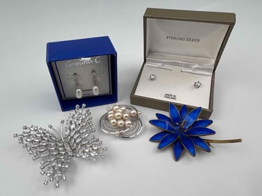 Sterling Silver Brooches & Earrings