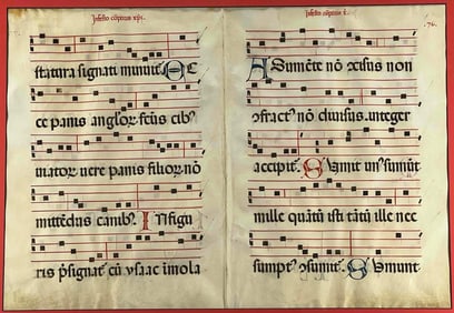 Two Antique Antiphonal Manuscript Pages