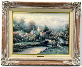 Thomas Kinkade (American, 1958-2012),  Lamplight Lane IV, Hand Highlighted Canvas Print