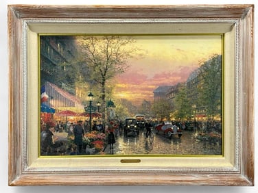 Thomas Kinkade (American, 1958-2012), Le Boulevard des Lumiere at Dusk, Hand Touched Canvas Print