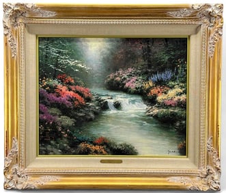 Thomas Kinkade (American, 1958-2012), Beside Still Water, Hand Touched Canvas Print