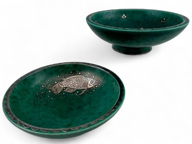 Two Gustavsberg Argenta Silver Overlay Bowls