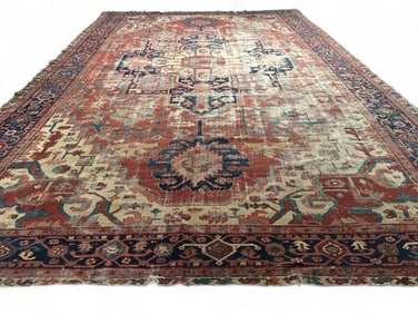 Hand Knotted Heavily Worn Persian Style Rug