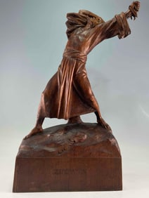 Religious Wood Sculpture, Desperation Of Judas Iscariot, Ca. 1900