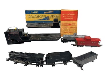 Model Train Set With American Flyer Locomotive 312