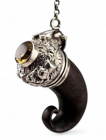 Antique Scottish Sterling Silver Chatelaine Vinaigrette With Citrine