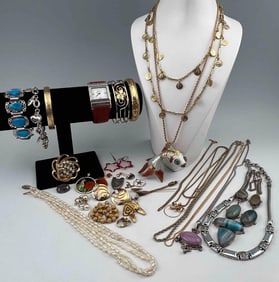 Lot Of Antique, Vintage, & Contemporary Costume Jewelry To Include Brighton