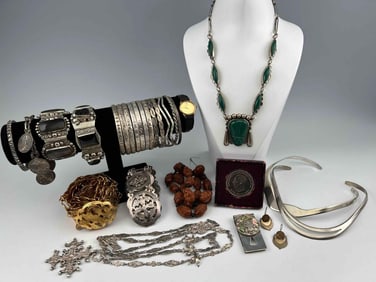 Large Lot Of Mixed Metal Jewelry