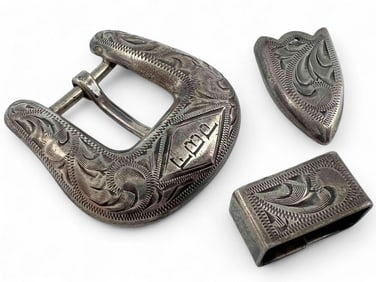 Vintage Sterling Silver Ranger Belt Set