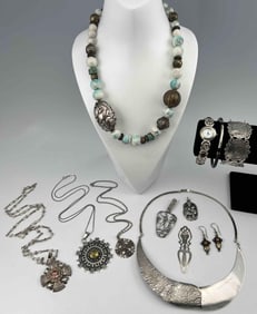Vintage Silver Jewelry, Including Gem Set Pieces