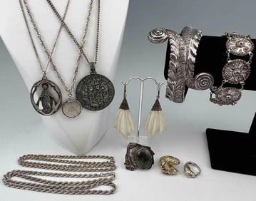 Grouping Of Silver Jewelry