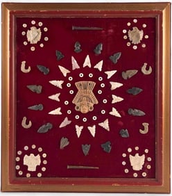 Framed Arrowhead & Artifact Collection