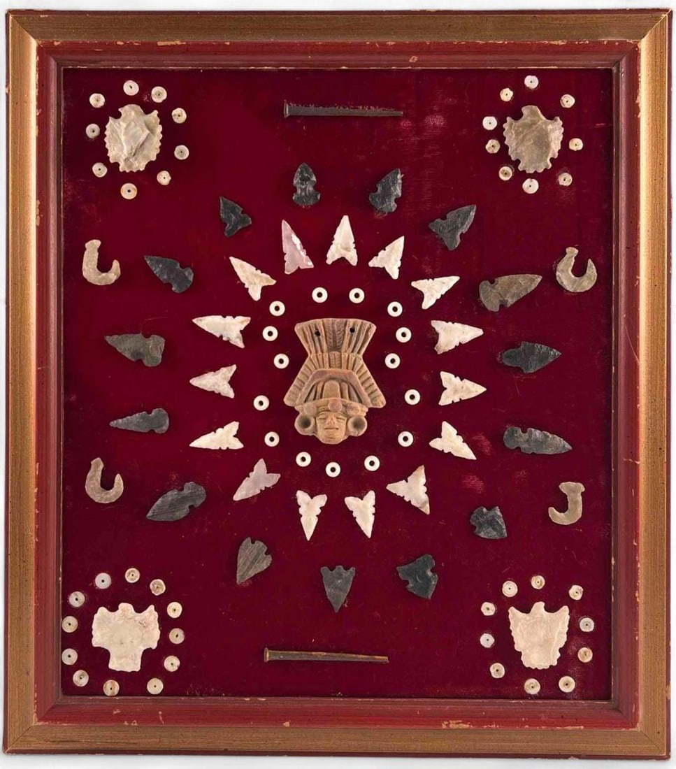 Framed Arrowhead & Artifact Collection (1 of 11)
