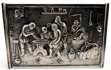 Large Antique British Sterling Silver Repousse Match Box