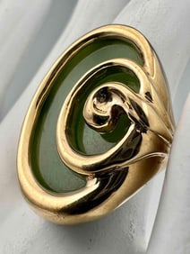 10K Modernist Jade Ring