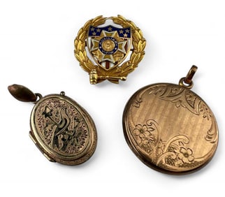 10k Gold Lockets & Fraternal Pin