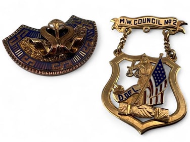 Two 14k Fraternal Pins