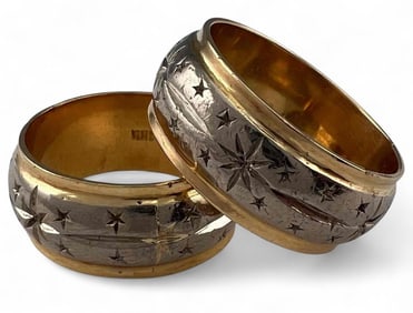 Two 10k White & Yellow Gold Bands
