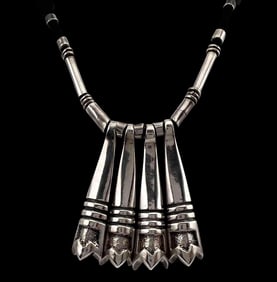 Mid Century Sterling Silver Ribbon Necklace