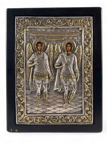 Contemporary Silver Icon, Archangels Gabriel & Michael
