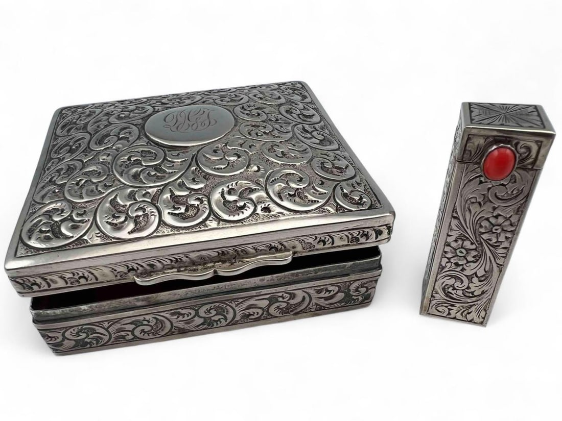 Sterling Silver Box & Silver Lipstick Case (1 of 13)